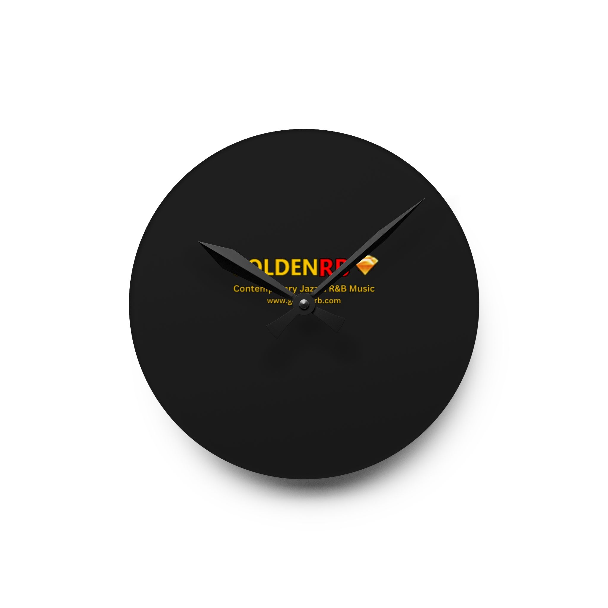 GoldenRB Logo Acrylic Wall Clock | Black Gold Red | Unique Home Decor | Brand Gift Idea
