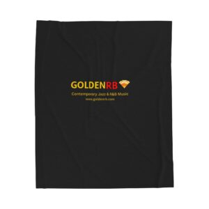 Golden RB Logo Velveteen Plush Blanket | Branded Logo Throw, White