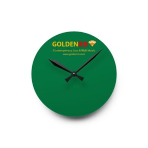 GoldenRB Logo Acrylic Wall Clock | Red Black Gold Home Decor