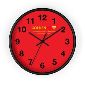 Golden RnB Logo Wall Clock  Contemporary Jazz and RnB Music Lover Wall Decor