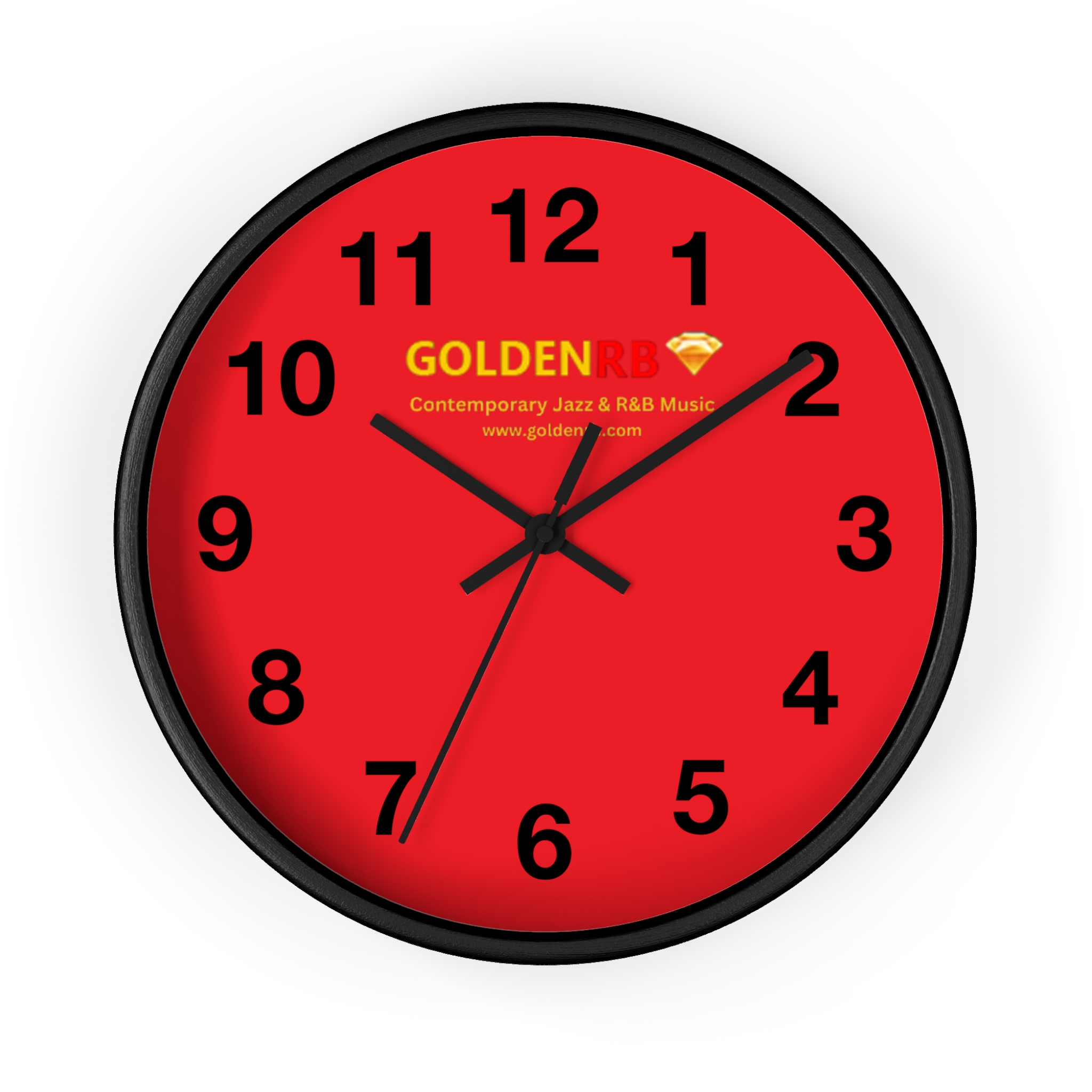 Golden RnB Logo Wall Clock  Contemporary Jazz and RnB Music Lover Wall Decor