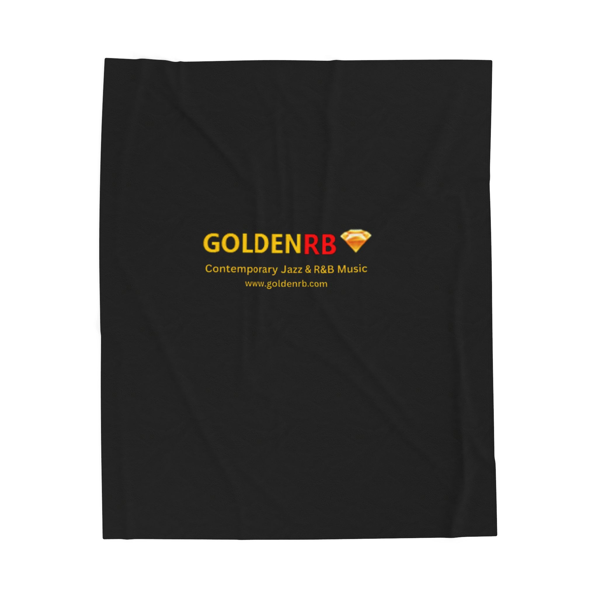 Golden RB Logo Velveteen Plush Blanket | Branded Logo Throw, White