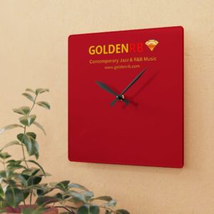GoldenRB Logo Acrylic Wall Clock | Red Black Gold Home Decor