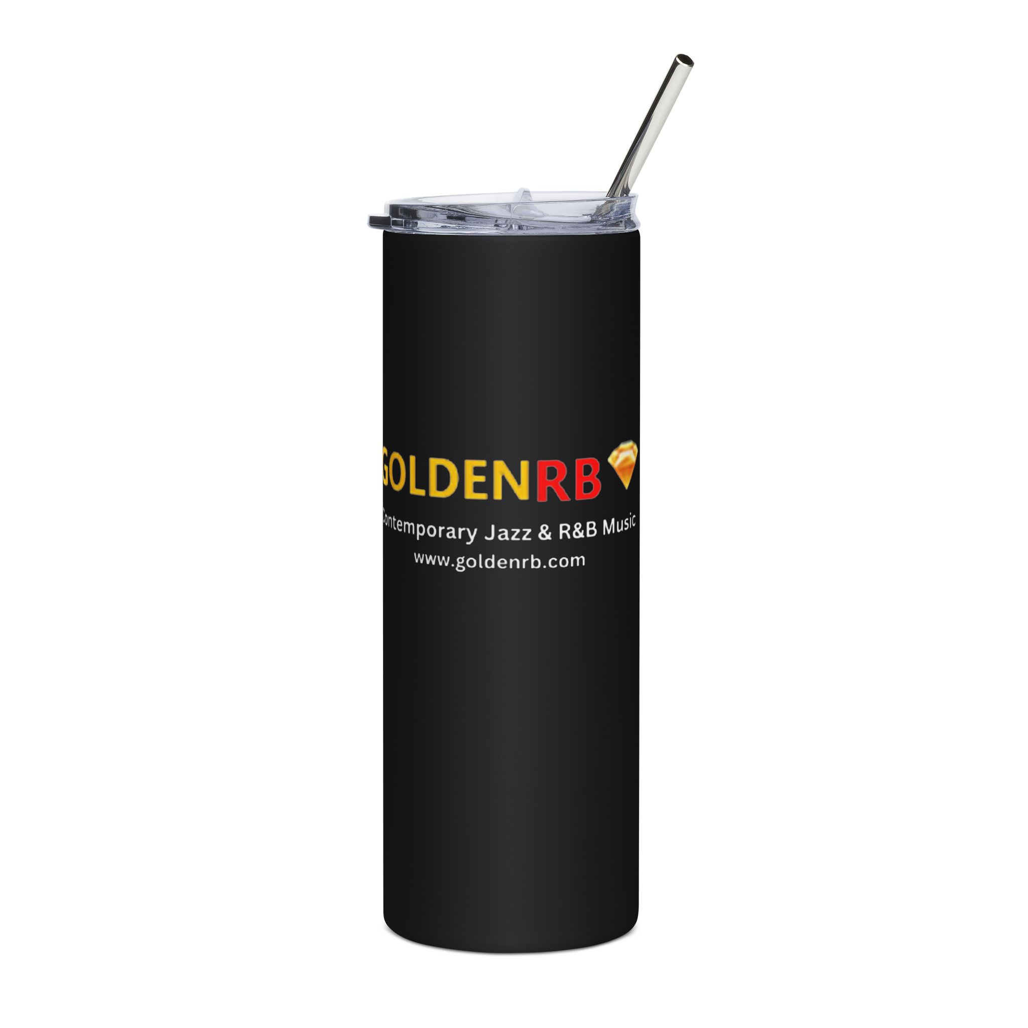 GoldenRB Logo Stainless Steel Tumbler | White Gold | 20oz Travel Cup | Unique Gift