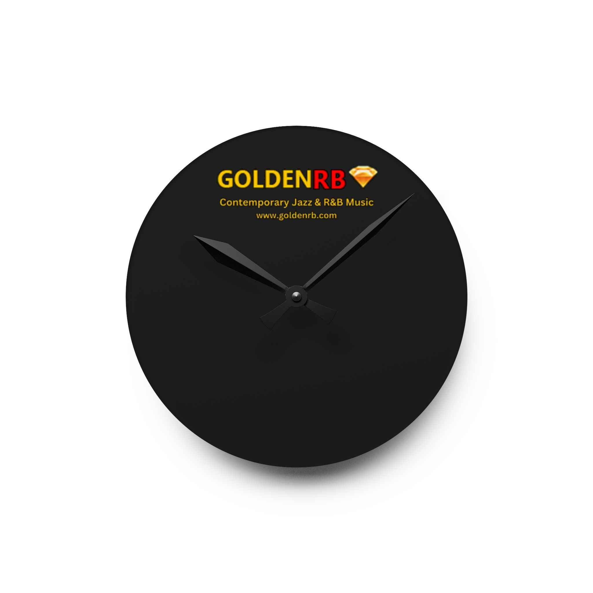 Acrylic Wall Clock GoldenRB Design Red Black Gold Contemporary Jazz Decor