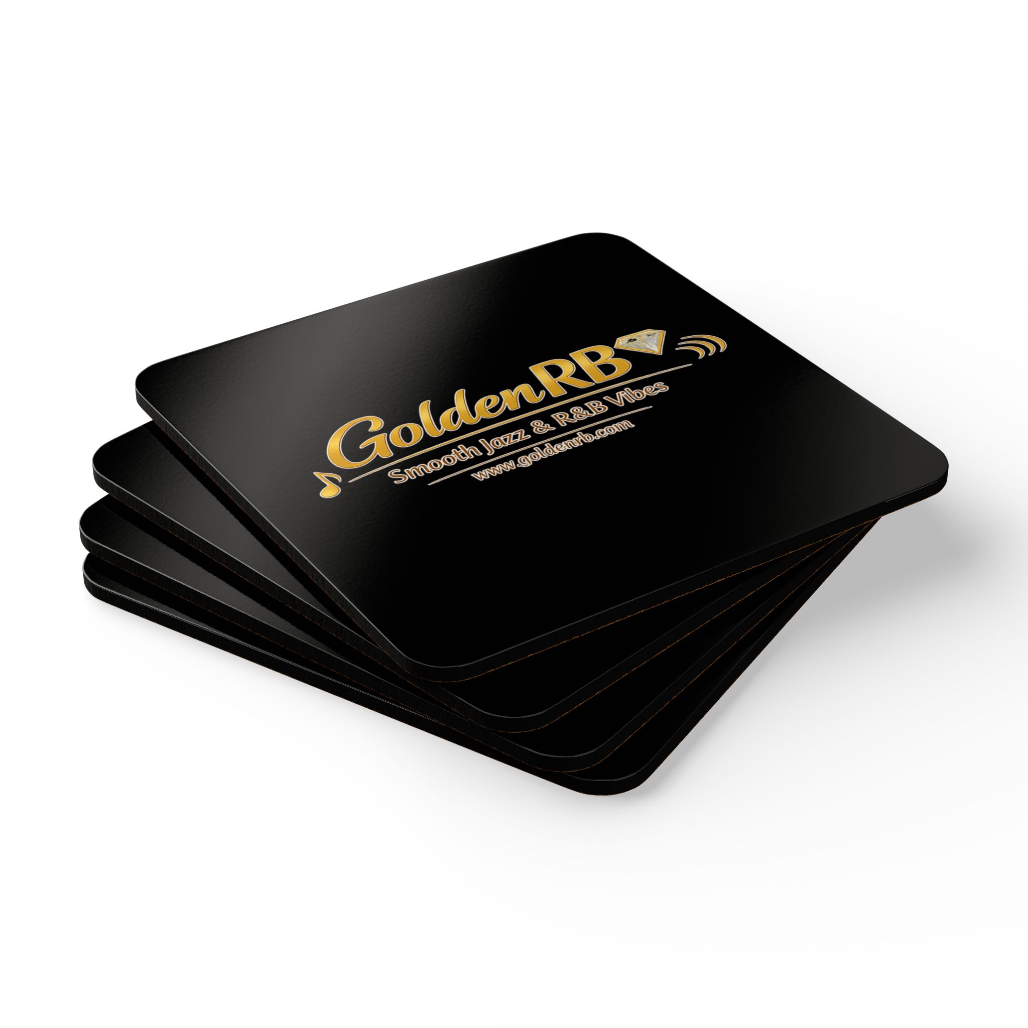 GoldenRB Jazz R&B Radio Coaster Set Music Lover Gift Home Decor 4 Piece Drink Coasters