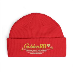 Golden RB Logo Cuff Beanie | Embroidered Knit Hat