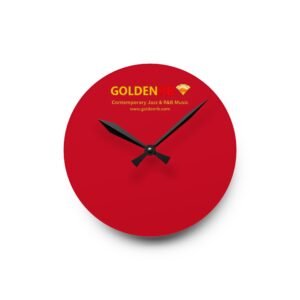 Golden Contemporary Jazz & R&B Music Acrylic Wall Clock