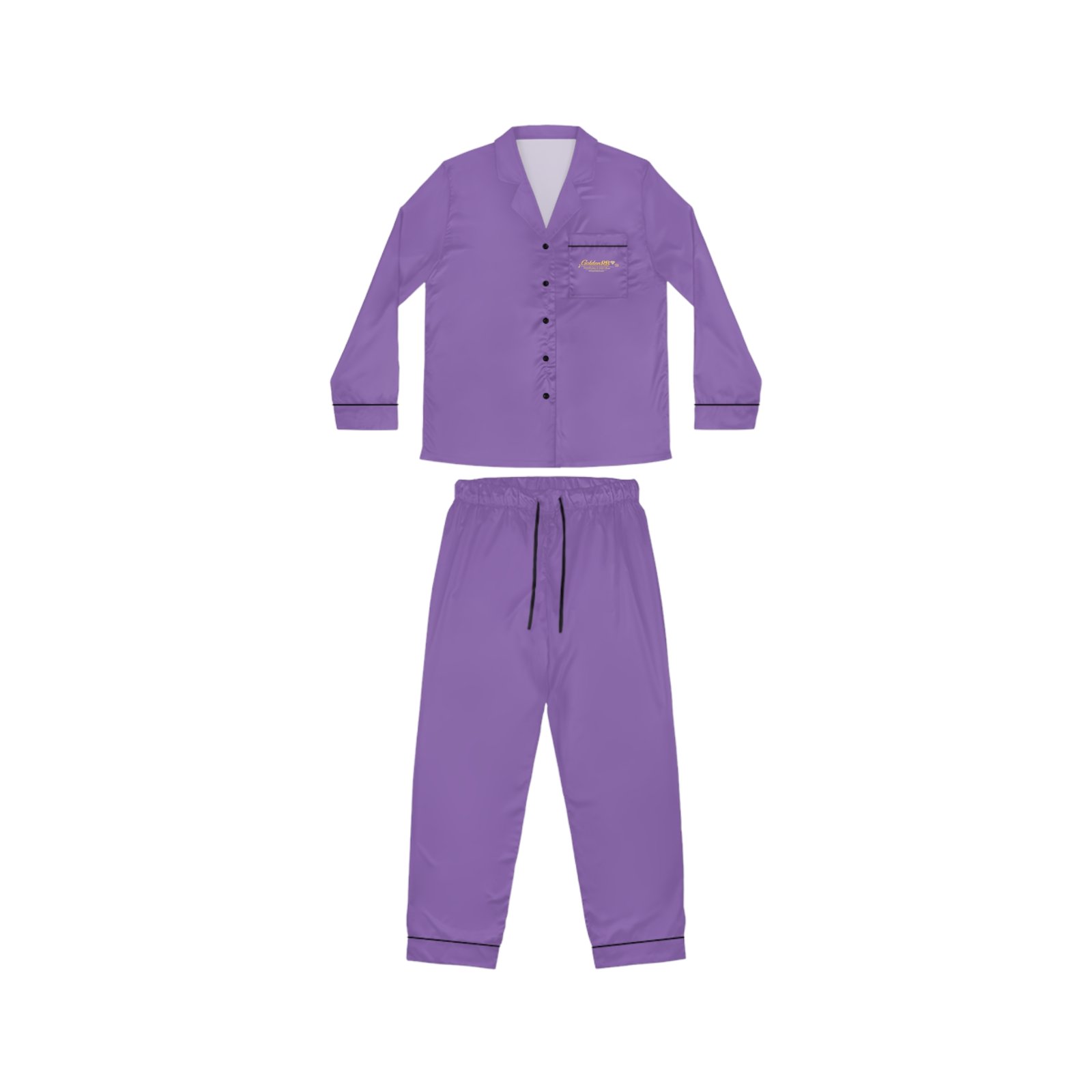 Light Purple Satin Pajama Set for Women GoldenRB Luxury Silk Style Bridal Sleepwear Elegant Loungewear